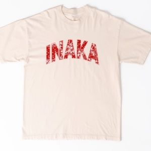NWT INAKA Power World Paisley Tee Shirt Cream Small Unisex Mens